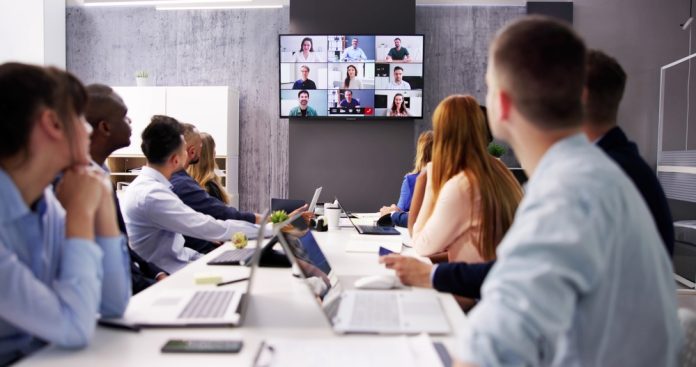Online,Video,Conference,Call,In,Boardroom,Meeting
