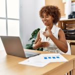 Young,African,American,Woman,Having,Video,Call,Using,Deaf,Language