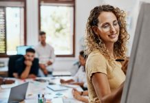 Coaching,,Meeting,And,Presentation,With,Designer,Woman,In,Creative,Workplace