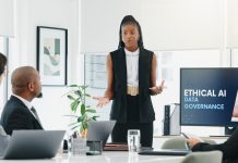 Computer,Screen,,Meeting,And,Presentation,With,Business,Woman,In,Office