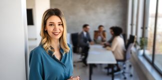 Confident,Business,Woman,In,Modern,Office,Showcasing,Executive,Leadership,,Professional