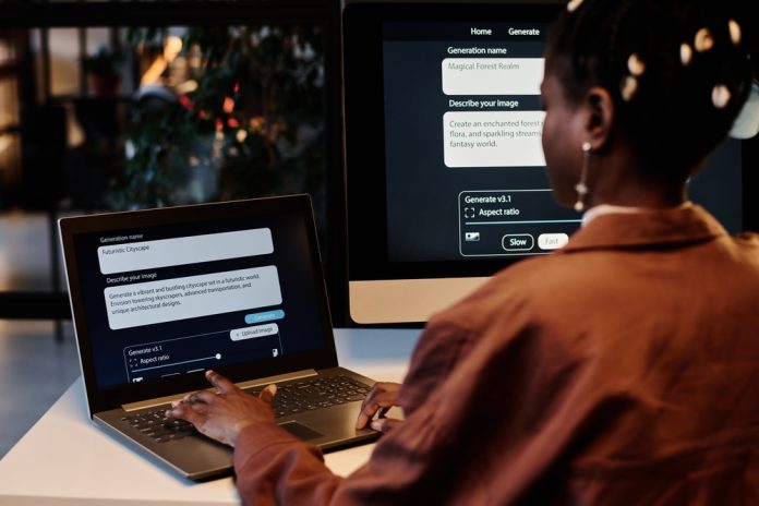Laptop,Screen,With,Ai,Generating,Task,And,Rear,View,Of